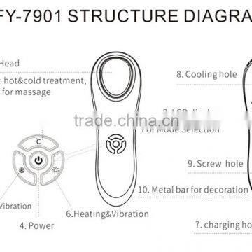 Ultrasonic therapy cool and warm galvanic beauty instrument