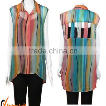 2013 print sleeveless blouses for ladies