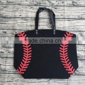 wholesale black with red printsoftball baseball canvas tote bag for moms
