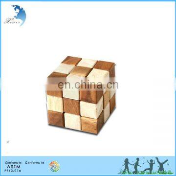Many shapes 3d wooden puzzle, can both straight and bend snake wooden puzzle