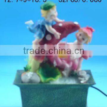 Polyresin children w/battery operated fountain