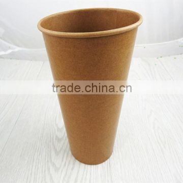 Disposable FDA Eco Friendly 22oz Cold Drink Kraft Paper Cup with Double PE Coated