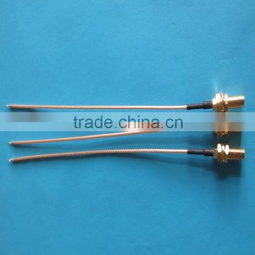 High Power 35cm Length Cable , Bulkhead SMA To MMCX Cable , Coaxial Bulkhead Connector RF Pigtail Cable