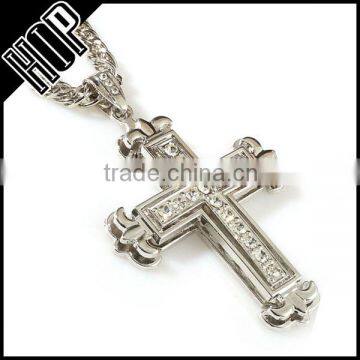 Fashion Hip Hop Gothic Cross Necklace With Crystal