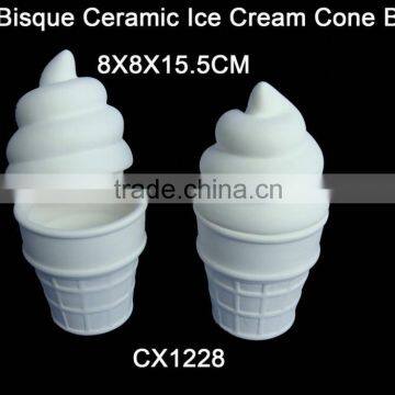 Bisque | Ceramic Bisque, Small Triangle Serving Dish - Ice Cream Cone Box