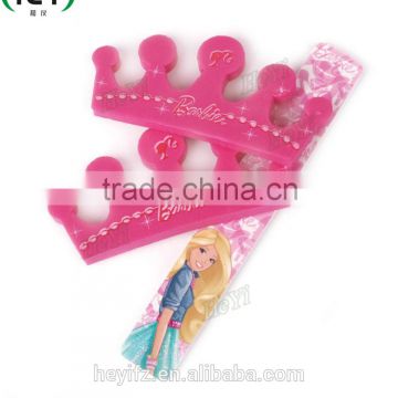 Pink EVA Cute Cartoon Printing Nail File Set With Crown Shape Toe Separator Set