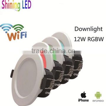 Red Green Blue White 12 Watt RGBW Wifi Intelligent Lamp for Home Lighting CRI80 12W LED Downlight with Dimmable Function