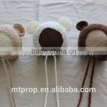 Free Shipping Newborn Mohair Teddy Bear Hat Baby Photography Props Newborn Photo Props