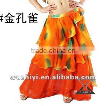 hot dancing skirt Rayon chiffon orange belly dance skirts
