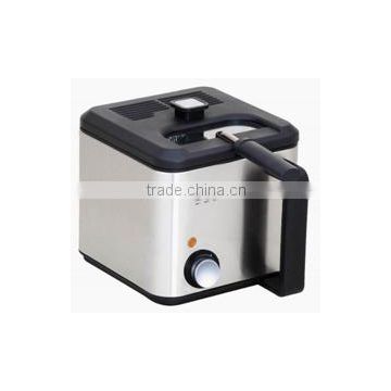 Best selling1.5L 900W adjustable and visiable square stainless steel housing material and enamel tank deep fryer with GS/CB/CE
