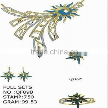 fashion enamel 18k solid gold jewellery necklace set QF098