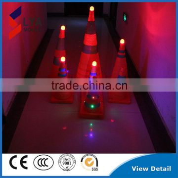 Led retractable traffic road safety cone