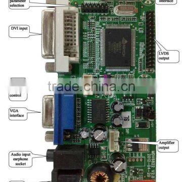 Manufacture single chip lcd controller circuit pcb board with vga hdmi inputs/monither board