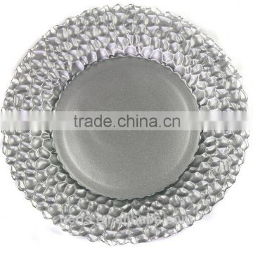 GRS Hot sale Silver Beaded glass charger plates