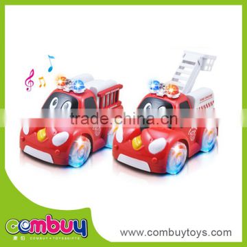 New product plastic cartoon kids electric fire truck toy with music