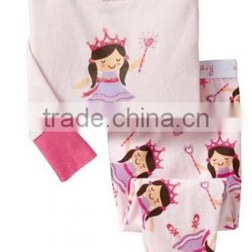 girls pink princess pajamas suits Children's Long Sleeve Cotton Nightgown Kids Cartoon Sleepwear