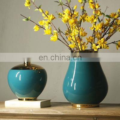 Jingdezhen handmade green porcelain modern vase