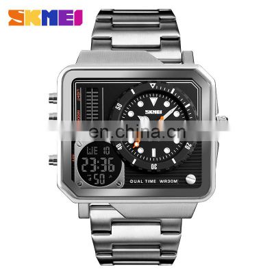 Hot Selling Luxury SKMEI 1392 Stainless Steel Waterproof 3 ATM Analog Digital Sports Men Watch