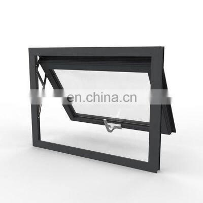 European style aluminum black awning windows double glass top single hung window