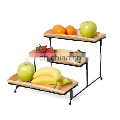 Kitchen 3 Tier Serving Tray  Natural Bamboo Cake Stand