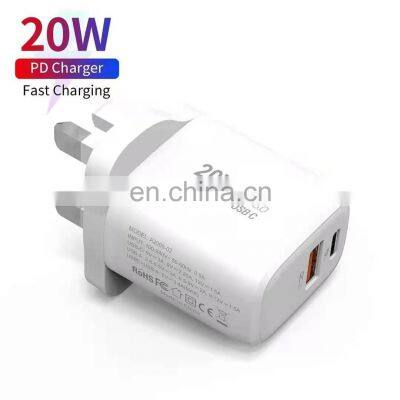 trending productions PD 20W + QC3.0 multi fast usb c wall travel charger 2021 new arrivals mobile phone accessories