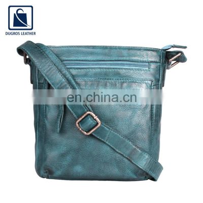 Wholesale Supplier of Silver Antique Fitting Swiss Cotton Lining Material Stylish Genuine Leather Women Sling Bag
