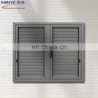 Factory product double tempered glass aluminum profile shutter/louver window crank devices hardware