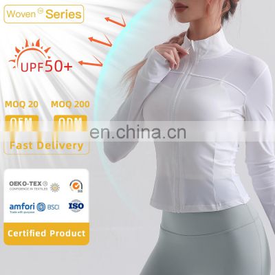 Zipper Women Sports Jackets UV Protection Gym Long Sleeve Yoga Tops Factory Sale