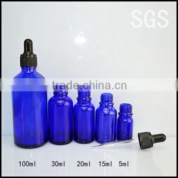 blue glass bottles 10ml 5ml and black dropper cap