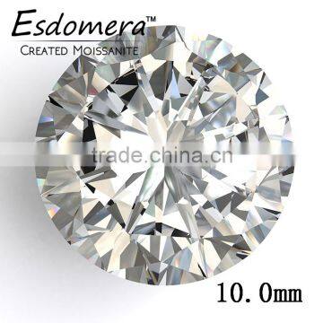 10.0mm Wholesale Esdomera White Color Moissanite Loose Stones Round Brilliant Cut Color EF