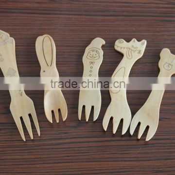 Animal shaped wooden cutlery spoon fork 5pcs baby fork set