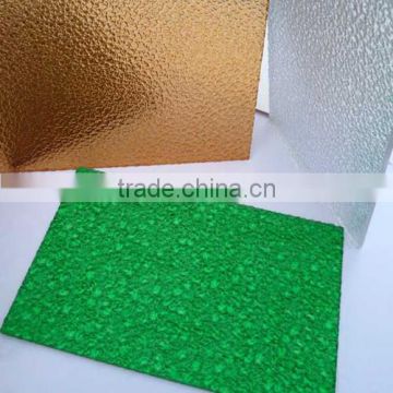Dark green PC embossed solid sheet, decorative solid board for real estate project, custome-made PC sheet