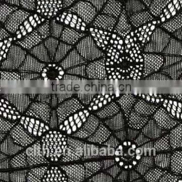 spider net shape heavy black lace fabric for women skirt