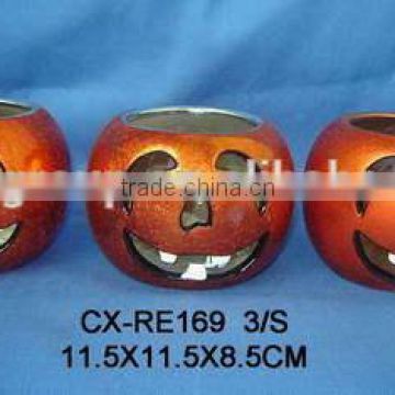 Anti Color Ceramic Pumpkin Shape Thanksgiving Candle Holder