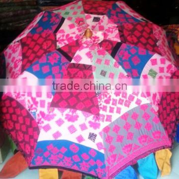 Amazing Bright Colorful Vintage banjara Fabric hand embroidered parasol Indian Sun umbrella