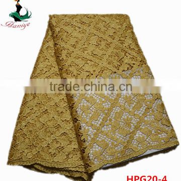 Haniye 2016/HPG20 African lace fabrics,chemical lace embroidery fabric wholesale cord guipure lace fabric for party