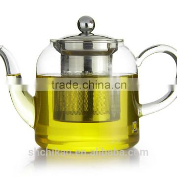 glass infusion tea pot set with #18/8 stainless steel lid