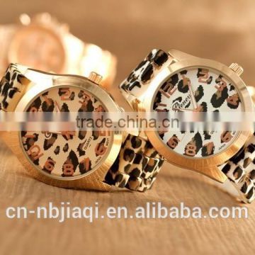 Women's Geneva Watch Leopard gold color Silicone Wristwatches Quartz Ladies dress watch dropship digital time Sport Watch