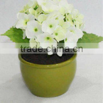 artificial white hydrangea in pot for home decoration