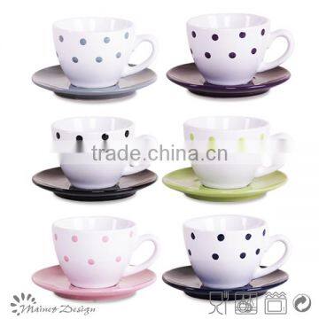 color glaze stoneware ceramic cheap cup and saucers