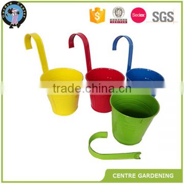 cheap mini hand painted Balcony Hanging Metal Hook Flower Pot for sale