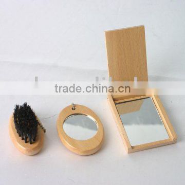 Wholesale foldable mini wooden mirror and brush for girls