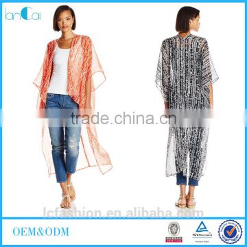 Mexican Aztec printed sheer kimono maxi chiffon poncho for women 2015 autumn new apparel