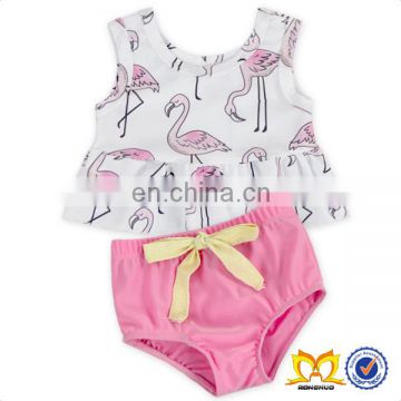 Girl Flamingo 2PC Swimsuit Beachwear Swimwear Swimming Trunks