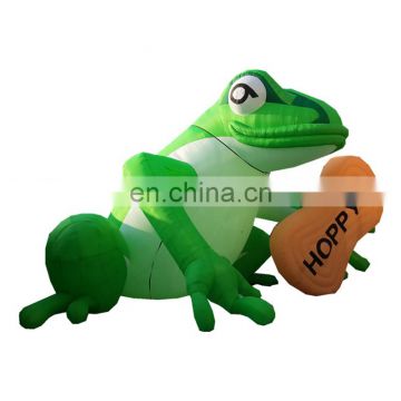 Commercial Use Advertising Inflatable Green Frog Mascot with Logo Printing for Business Display