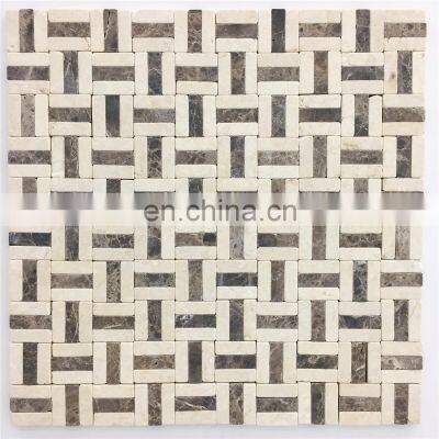 5mm Thickness Natural Stone Mosaic  Marble Target Pinwheel Mosaic Tile Dark Dots Polished Bathroom Kitchen Wall Floor Tile