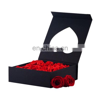 High quality box for flower shop with PVC window heart shape window on folding packaging box custom printing logo and size
