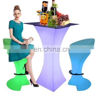PE LED bar table and stool /Led PE Light Up Chair for Restaurant Discotheque Pub Used Glowing Bar Table