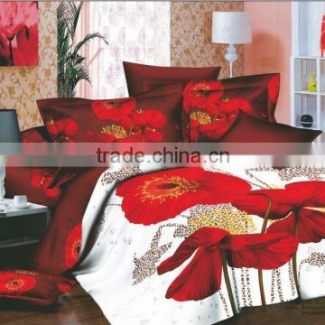 100%cotton red flower reactive printed bed sheet /duvet cover /flat sheet