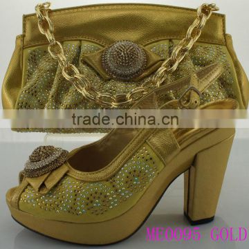 ME0095 gold italian bags and shoes match women/dress shoes and matching bags